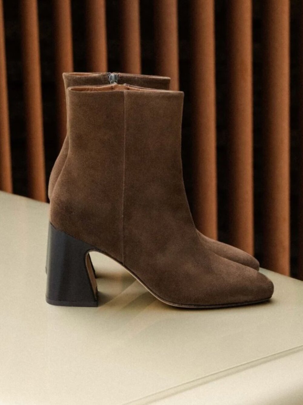 Bobbies Paris Norma Khaki Brown Heel Ankle Boots Booties Size 39 / 8.5 US